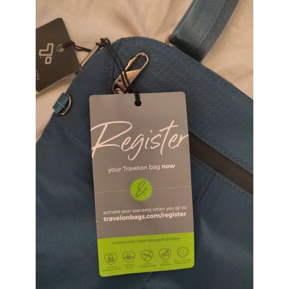 NWT Travelon Anti-Theft Active Small Crossbody Teal 5-Point Anti-Theft Vacation - Picture 4 of 9
